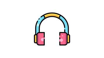 Pair of headphones with a lightning bolt in the middle animation video