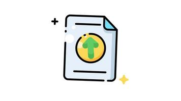 Document with an arrow pointing upwards icon animation video