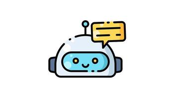 Robot with a speech bubble icon animation video
