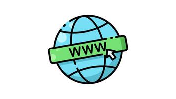 animation of Blue globe with a green www bar and a cursor. video