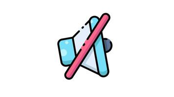 icon animation of Mute button with a line through it. video