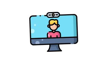 animation of a computer monitor with a person on the screen. video