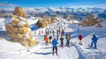 A group of people on skis photo
