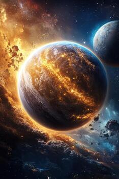 An image of two planets in space photo