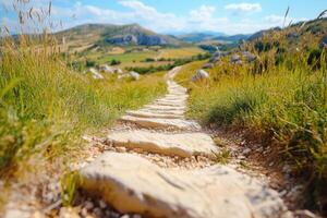 Stone path in the mountains photo