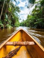 A canoe on the amazon river in brazil photo