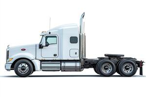 Huge white truck without a body on a white background. Concept of automobile transportation. Generated by artificial intelligence photo
