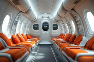 Interior of a cabin for rest on a spaceship. Concept of space industry. Generated by artificial intelligence photo