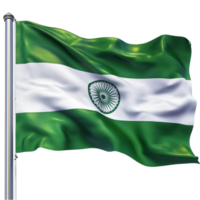 Green and White Flag with a Shamrock Symbol Waving in the Wind for Saint Patricks Day png