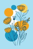 Plants and flowers in the Bauhaus style pattern with simple geometry vector