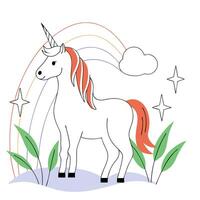 unicorn with rainbow pastel color background vector