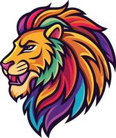 A lion with a long mane and a fierce expression. The lion is the mascot vector