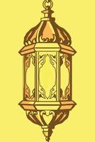 Arabic lantern with light inside vector