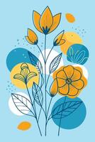 Plants and flowers in the Bauhaus pattern with geometry vector