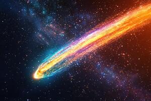 A comet with a flaming tail rushes through space at great speed. Generated by artificial intelligence photo