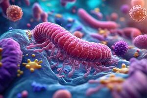 Pathogenic disease-causing microbes attack the body's cells. photo