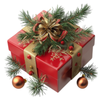 Christmas tree with ornaments and red gift boxes png