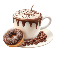 A cup of coffee with milk and nuts on it png
