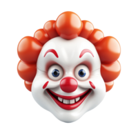 Creepy Clown Face with Red Nose and Wide Smile Scary Circus Character png