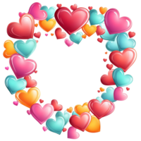 Heart Shape Frame Made of Colorful Floating 3D Hearts png