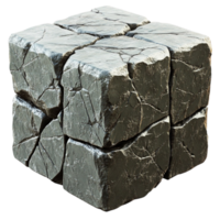 Stone cube with cracks on textured block png