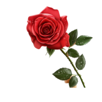 Elegant Red Rose with Thorny Stem on White png