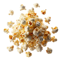 Crispy and fluffy flying popcorn on transparent background png