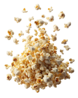Popcorn explosion with salted kernels on transparent background png