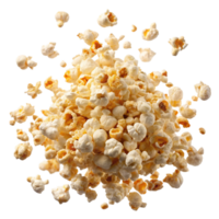 Delicious flying popcorn with salt seasoning on transparent background png