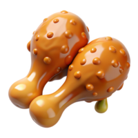 Sweet honey-coated fried chicken drumstick with a crunchy crust on transparent background png