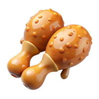 Crunchy fried chicken drumstick with a shiny honey glaze layer on transparent background png