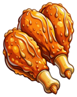 Fried chicken drumstick with a glossy honey glaze on transparent background png