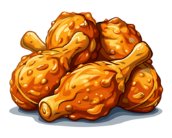 Golden fried chicken drumstick drizzled with honey glaze on transparent background png