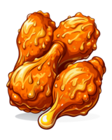 Delicious honey-glazed fried chicken drumstick on transparent background png