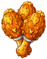 Perfectly cooked fried chicken drumstick with honey glaze on transparent background png