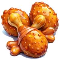 Tasty fried chicken drumstick with a layer of honey glaze on transparent background png