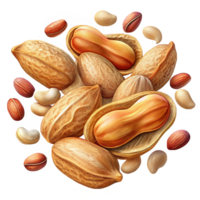 Peanut texture displayed in scattered arrangement on transparent background png