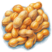 Natural peanuts spread in random order on transparent background png