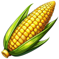 Glowing yellow corn cobs isolated on transparent background png