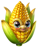Glossy golden corn cobs floating on transparent background png