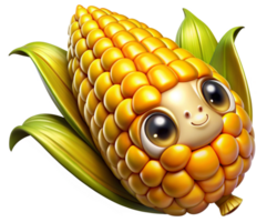 Golden corn cobs with soft natural glow on transparent background png