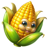 Shining fresh corn cobs with realistic texture on transparent background png