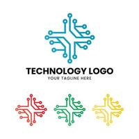 Technology logo design with colorful lines vector