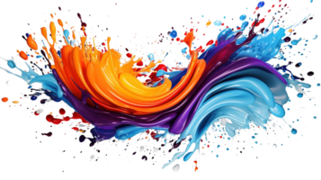 Colorful Swirl Circular Motion. Artistic Liquid Paint Flow with Curved Patterns on Transparent Background png