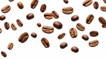 Scattered Coffee Beans Flying on Isolated Transparent Background png