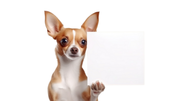 Friendly Dog Presenting Empty Paper on Transparent Background Content Info Concept png