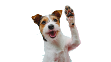 Adorable Puppy Giving a High Five on Transparent Background Friendly and Playful Gesture png