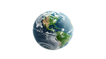 Realistic 3D Earth Render. A detailed globe on Transparent png