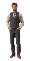 man in a vest and tie standing in front of a transparent background png