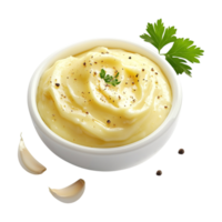 mashed potatoes with garlic and parsley on a transparent background png